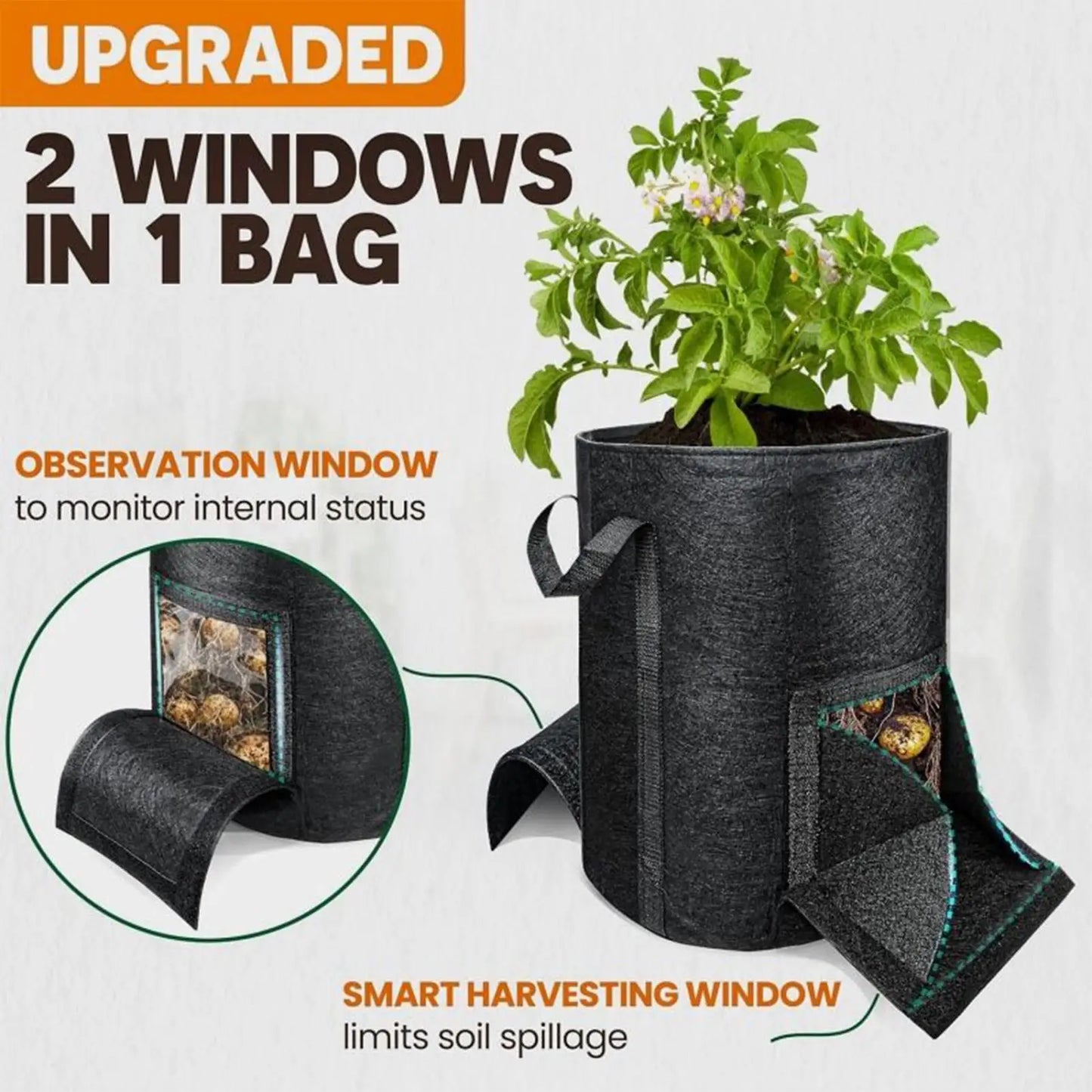Non-Woven Potato Grow Bags Fabric Planter for Carrot Tomato Onion, Grow Bags Vegetable Container for Balcony Patio Garden Peaceful Pleasures Health and Wellness
