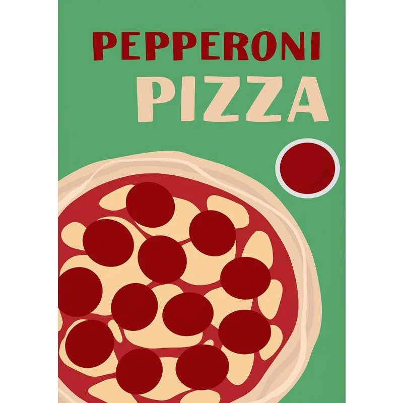 Retro Food Canvas Wall Art | Pizza Tacos Ramen Pasta Poster
