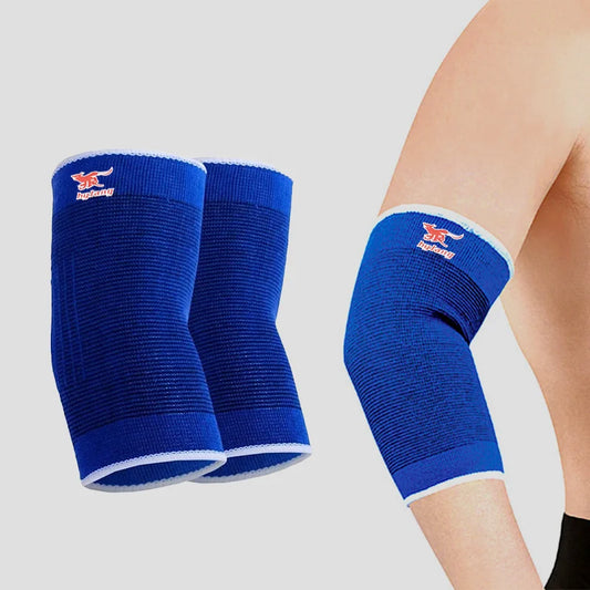 One Pair Blue Comfortable cotton Material Knitted Elbow Protector for Enhanced Elbow Support Protection Sports Elbow Protection Peaceful Pleasures Health and Wellness