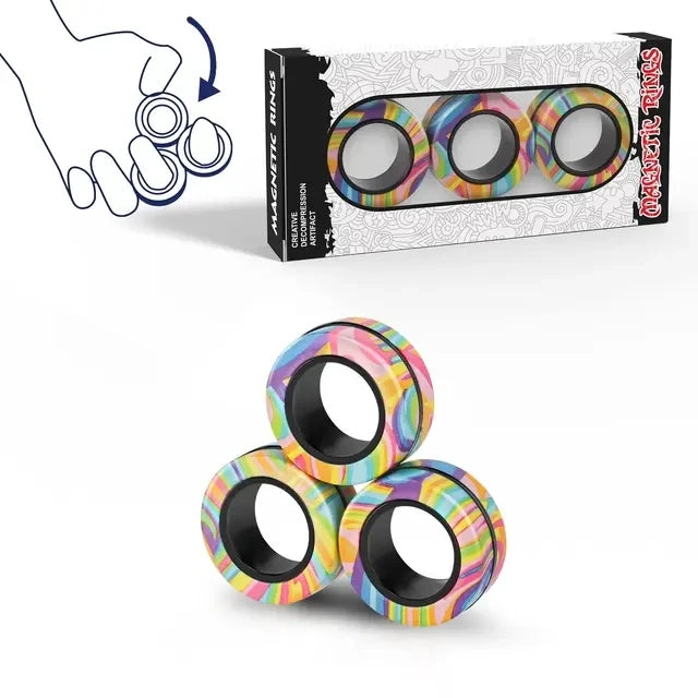 Magnetic Fidget Spinner Rings Set 3pc – Stress & Anxiety Relief