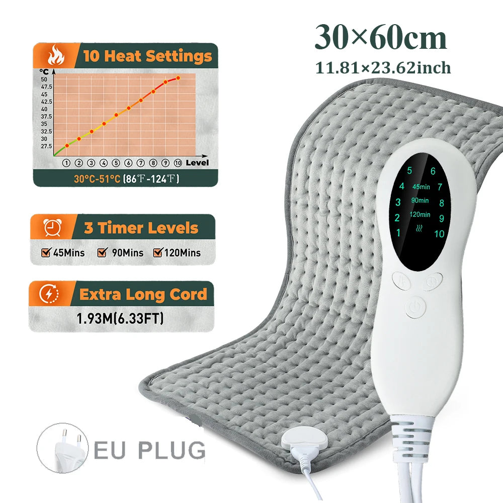 Home Electric Heating Pad Back Shoulder Office Winter Warming Blanket 10 Heat Thermal Mat Abdomen Period Menstrual Belt Peaceful Pleasures Health and Wellness 30x60cm EU PLUG