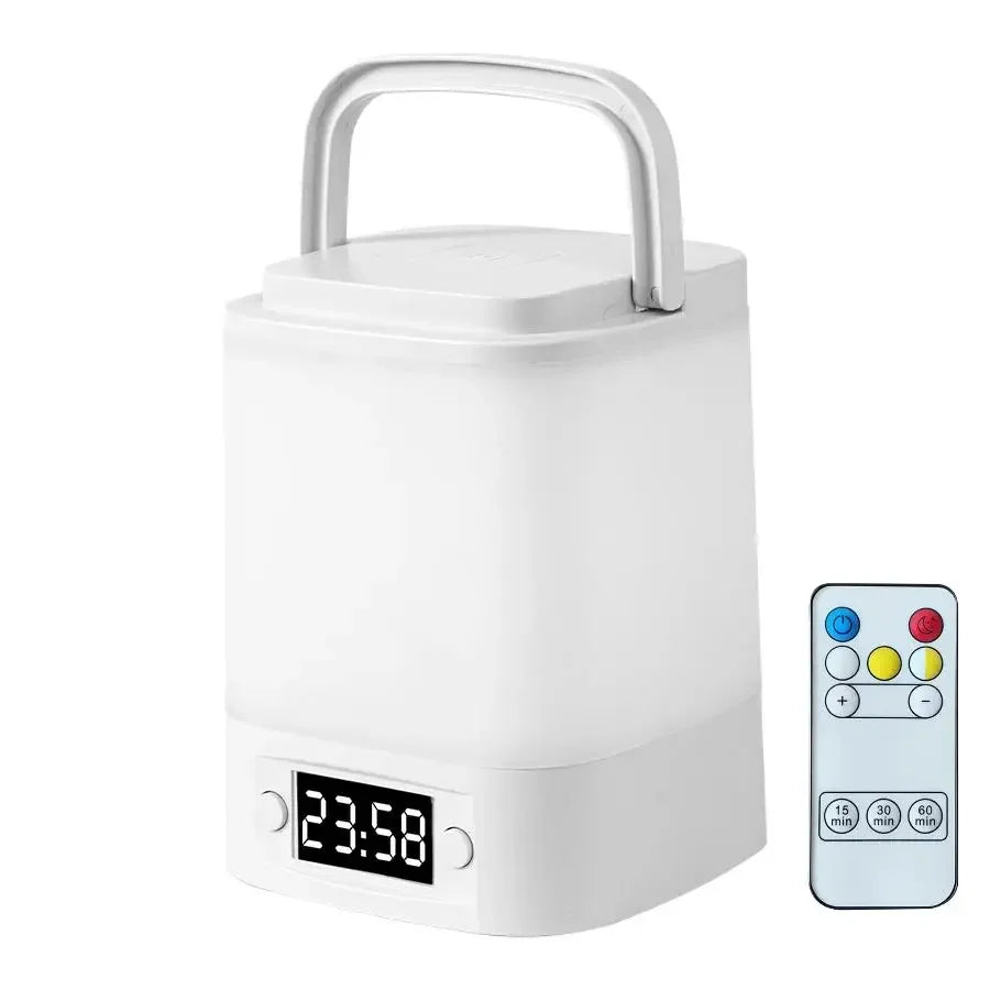 Touch Dimmable LED Night Lamp with Remote Clock Time Display or not Eye Protection Reading Lamp Bedside Night Light Rechargeable Peaceful Pleasures Health and Wellness Handheld with Remote