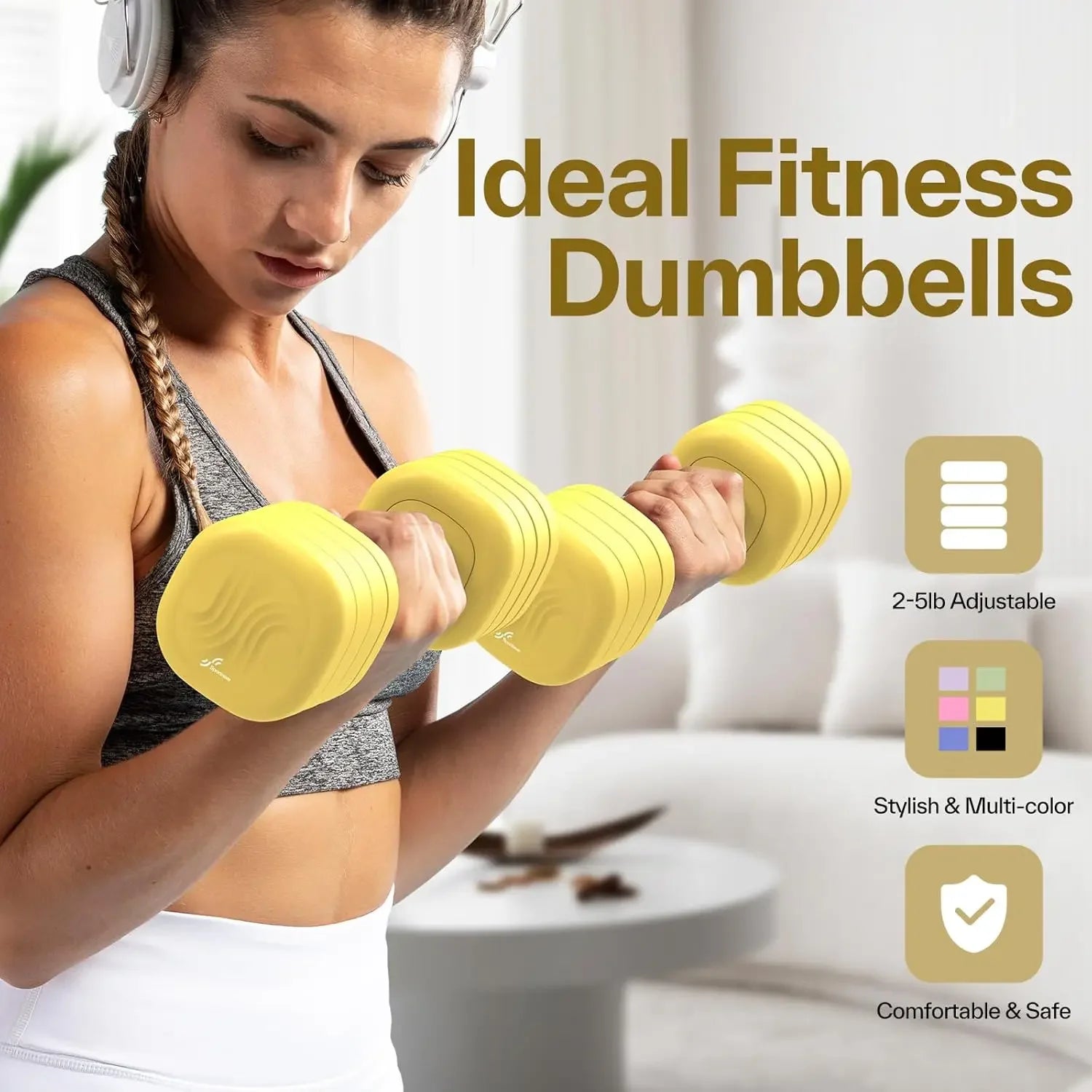 Adjustable Dumbbell Set: 4-in-1 Free Weights for Home Workouts, Soft Rubber Handle, 2lb to 5lb Each Peaceful Pleasures Health and Wellness