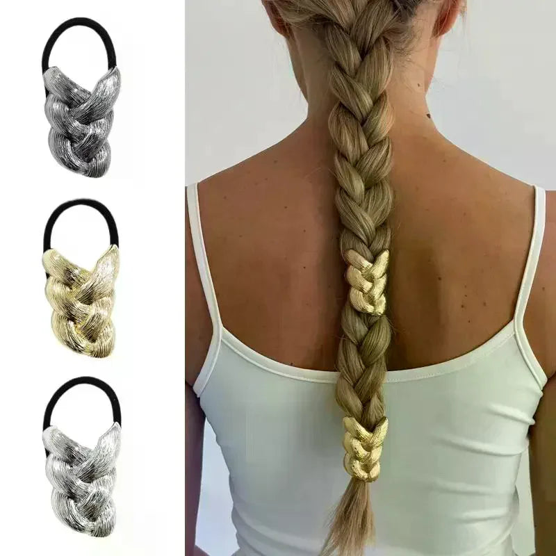 Metal Braid Elastic Hair Tie – Fashion Ponytail Rope