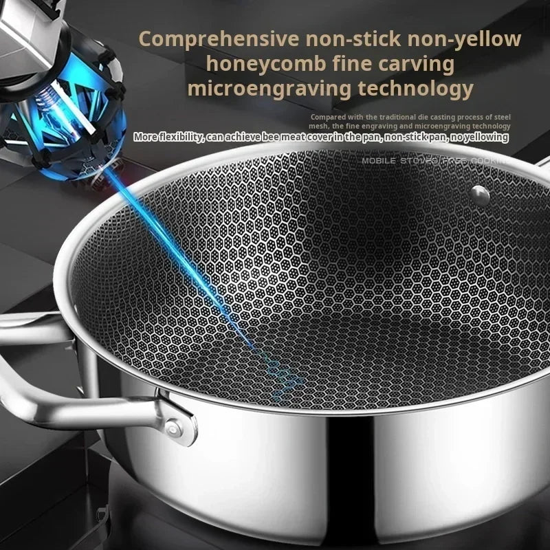 CHANSUNRUN 28cm Honeycomb Nonstick Stainless Steel Frying Pan