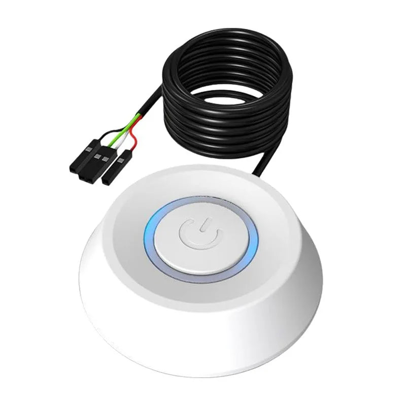 Desktop PC External Power Switch Blue LED Button Remote On/Off Extension Cable for Computer Case Home Office Peaceful Pleasures Health and Wellness Style B White 2m