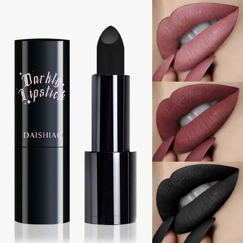 Halloween Matte Lipstick – Waterproof Black & Dark Purple