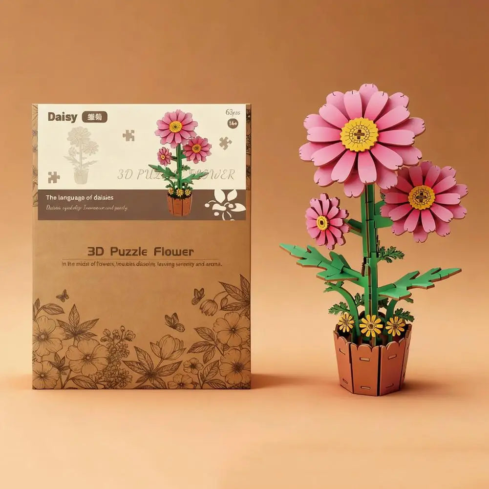 3D Wooden Flower Puzzle Kit for DIY Home Decoration Peaceful Pleasures Health and Wellness