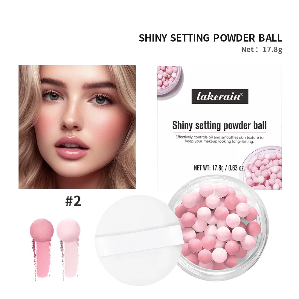 Pearl Ball Setting Powder Ball Face Ball Powder Matte Translucent Setting Powder Cosmetics Oil-control Velvety Lasting Makeup Peaceful Pleasures Health and Wellness pink2