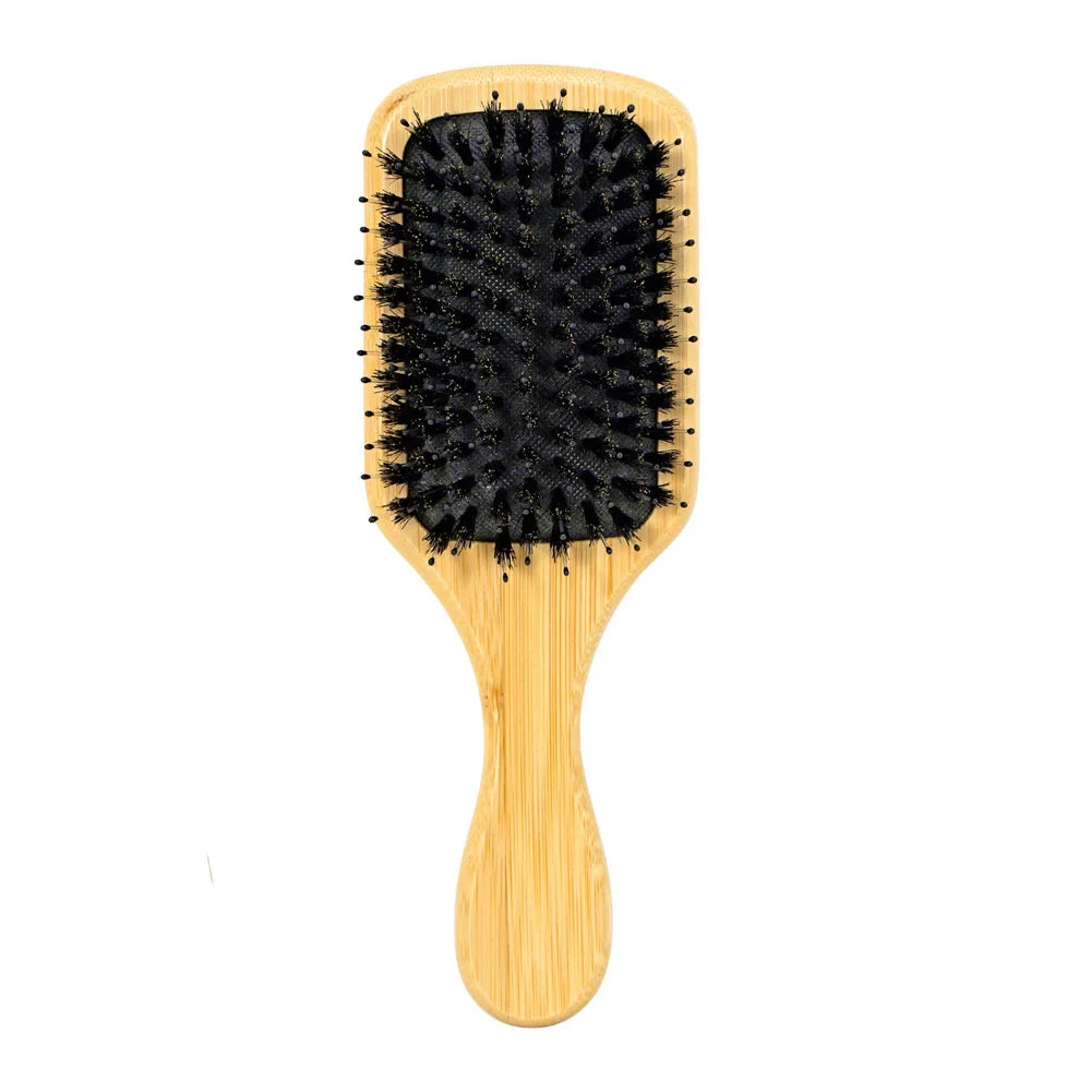 Bamboo Air Cushion Hair Brush – Natural Bristle Detangler