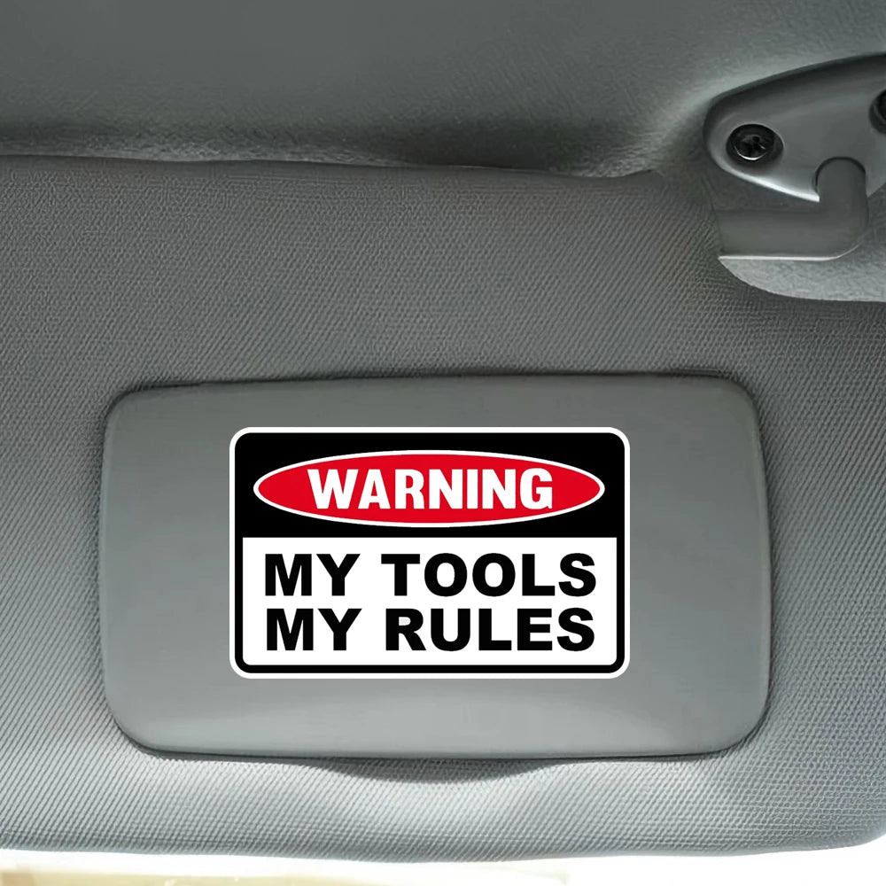 2pcs 110mm My Tools, My Rules Toolbox Warning Funny Sticker Decal Peaceful Pleasures Health and Wellness