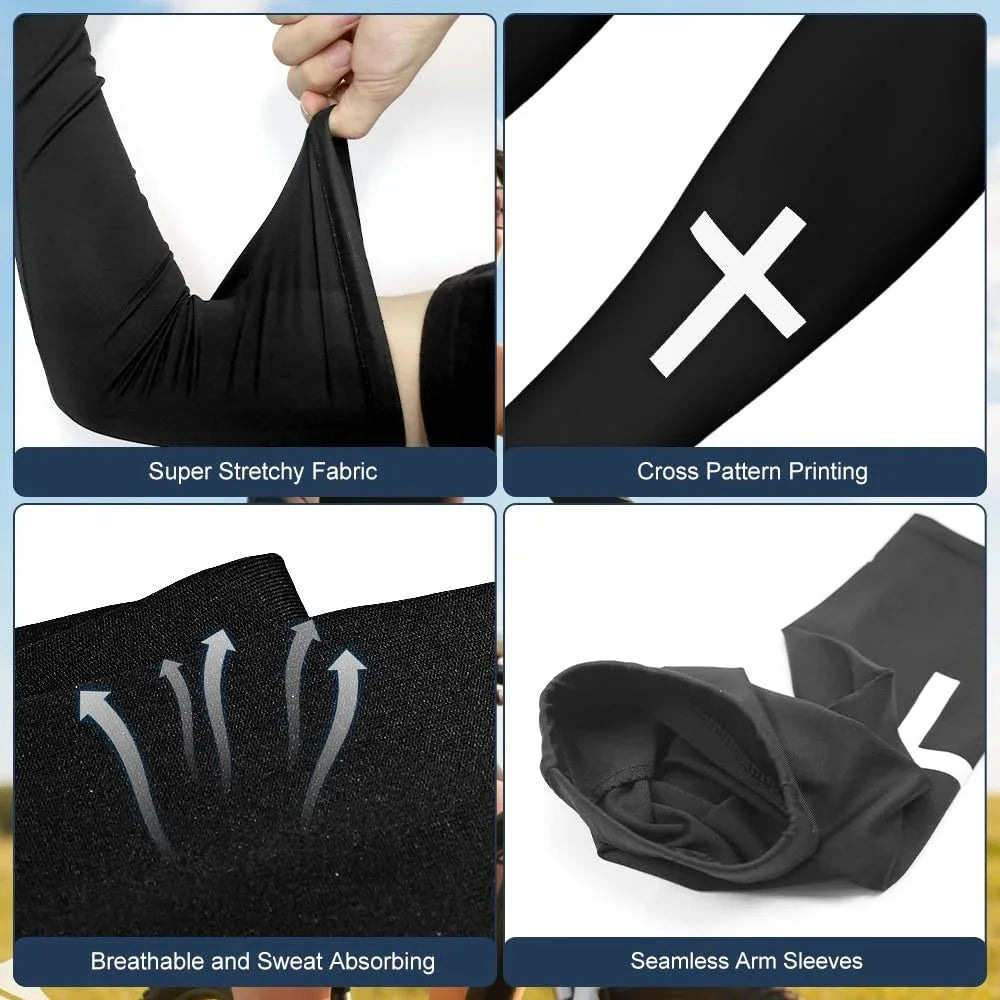 1 Pair Cooling Arm Sleeves - UV Protection & Compression for Sports (Football/Baseball/Cycling) - Christian Youth & Adult Sizes Peaceful Pleasures Health and Wellness
