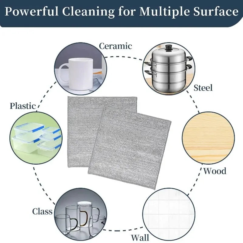 Steel Wire Microfiber Cleaning Cloth | Non-Scratch Kitchen Dishrag