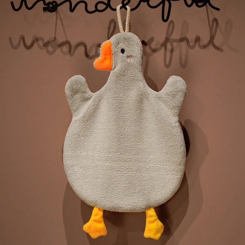 Cartoon Goose Hand Towel – Quick-Dry Hanging Kitchen & Bath Towel