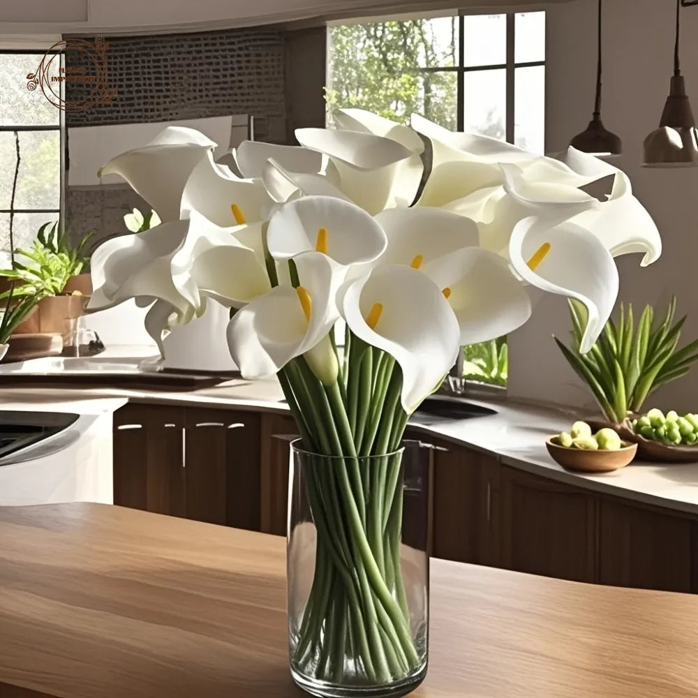 13pc Artificial Calla Lily Bouquet – PU Touch Wedding & Home Décor