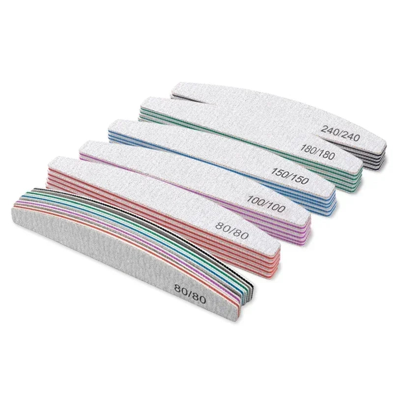 3-Piece Nail File Set – Buffer, Half Moon & Sandpaper 100/180 Grit