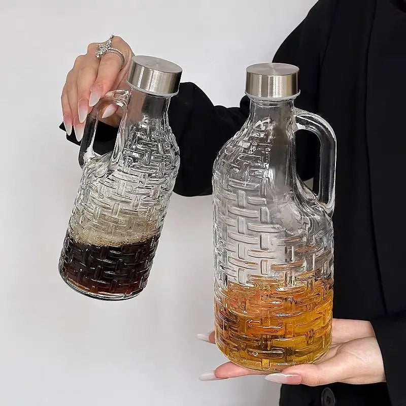 Creative Handle Glass Sealed Bottle Dispenser Wine Jug Kitchen Oil Vinegar Cruet Kitchen Gadgets Kitchen Tools Peaceful Pleasures Health and Wellness