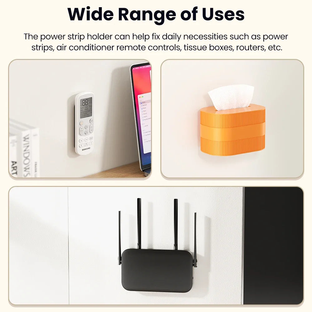 Power Strip Holder Wall-hanging Plug Punch-Free Fixer Socket Mount Self-Adhesive Cable Wire Organizer For Office Peaceful Pleasures Health and Wellness