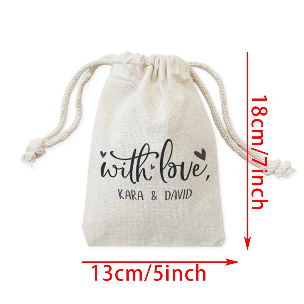 Personalized "With Love" Cotton Wedding Favor Bags | Gift Bags Wedding Favor Bags Peaceful Pleasures Health and Wellness