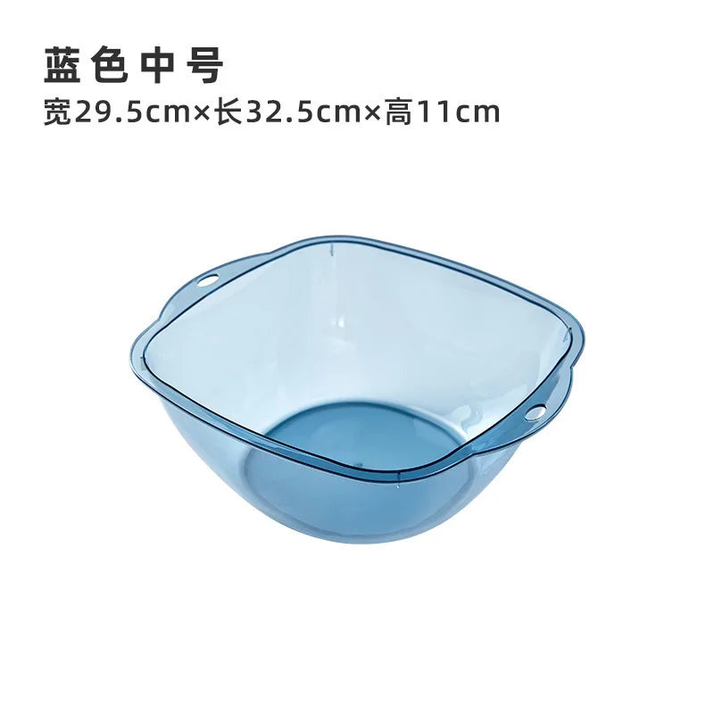 Washstand Transparent Thickened Washbasin Household Large Plastic Wash Basin Dormitory Student Washbasin Baby Foot Wash Basin Peaceful Pleasures Health and Wellness blue-M