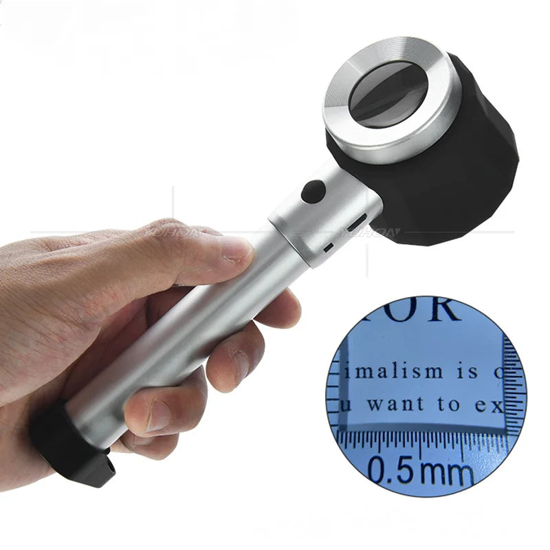 Handheld Magnifier 10X All Metal with 3 Lamps, Measuring Scale, Magnifying Glass, Textile Fabric Illuminating Mirror Peaceful Pleasures Health and Wellness SZ-3 charging model