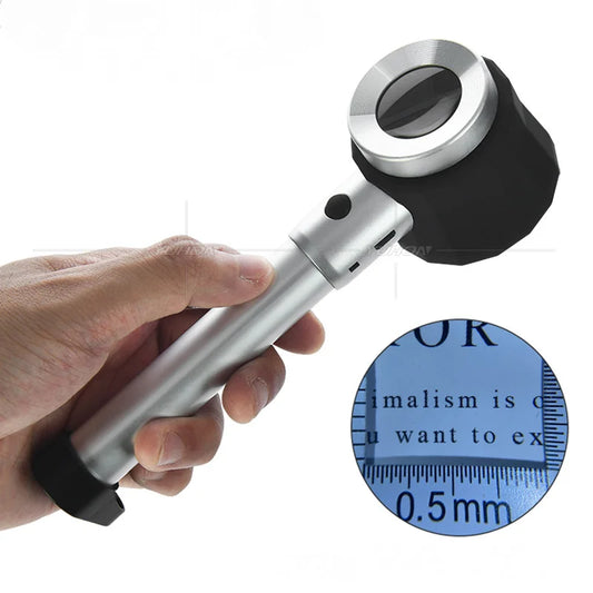 Handheld Magnifier 10X All Metal with 3 Lamps, Measuring Scale, Magnifying Glass, Textile Fabric Illuminating Mirror Peaceful Pleasures Health and Wellness SZ-3 charging model