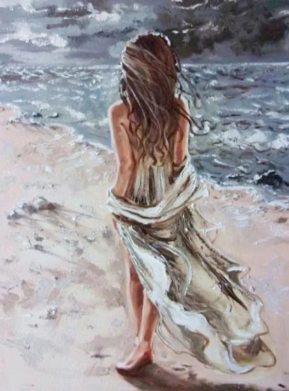 Abstract Beach Girl Canvas Wall Art Print | Modern Décor