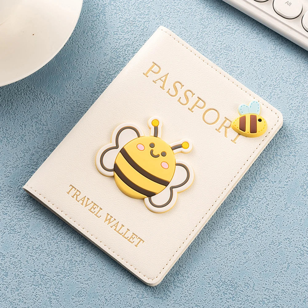 PU Leather Passport Protective Cover,Fashion Travel Document Holder,Cartoon Themed Passport Cover,Versatile Document Organiser Peaceful Pleasures Health and Wellness