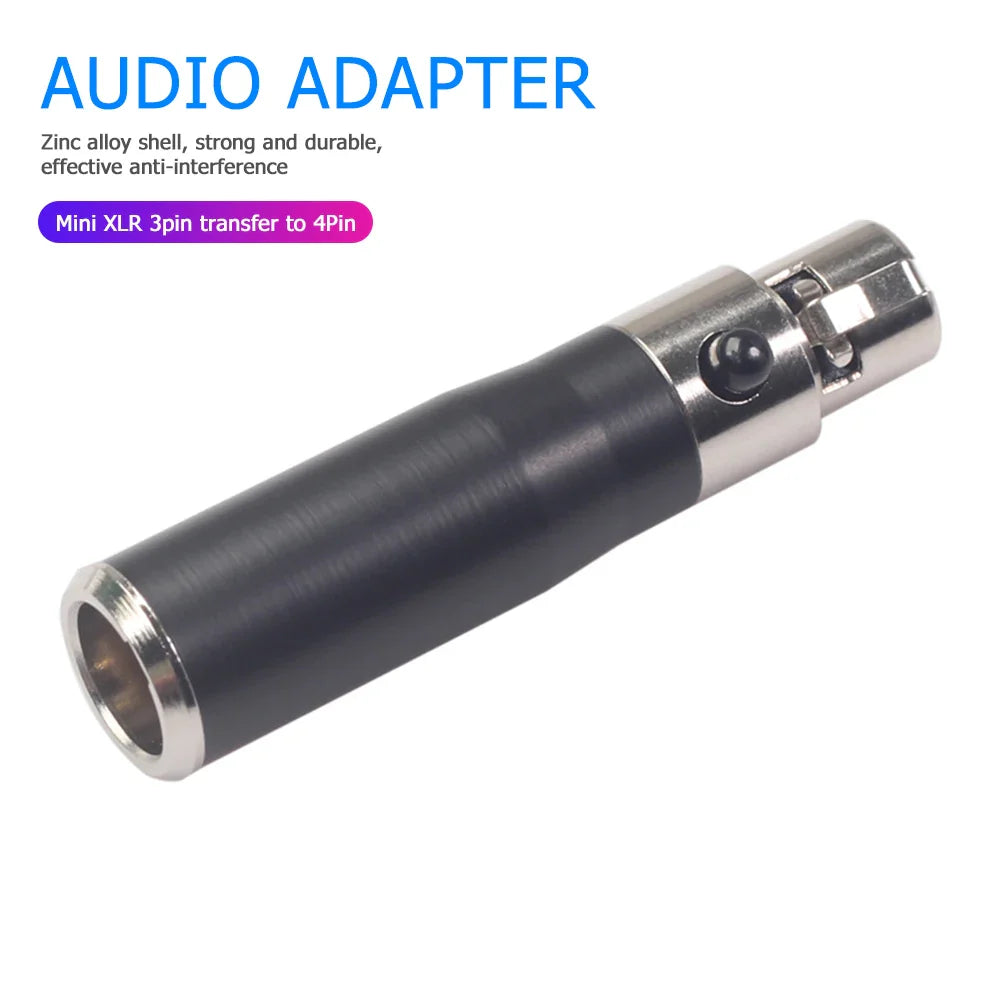 Mini XLR 3-Pin Male to 4-Pin Female Audio Adapter | Black