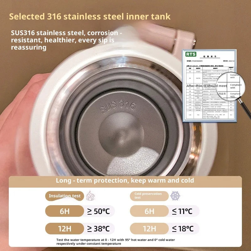 316 Stainless Steel 600ml Coffee Cup Travel Thermal Mug Leak-Proof Thermos Bottle Tea Coffee Mug Office Business Style Thermos Peaceful Pleasures Health and Wellness