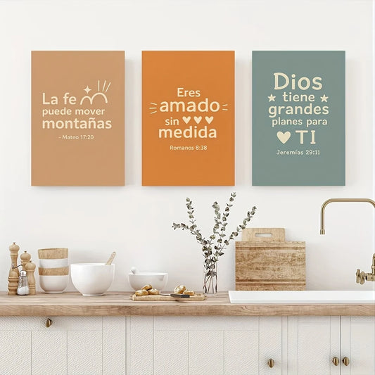 Faith Can Move Mountains 3-Piece Religious Canvas Wall Art Religious Canvas Wall Art Peaceful Pleasures Health and Wellness G5142-3pcs 40x50cm Unframed