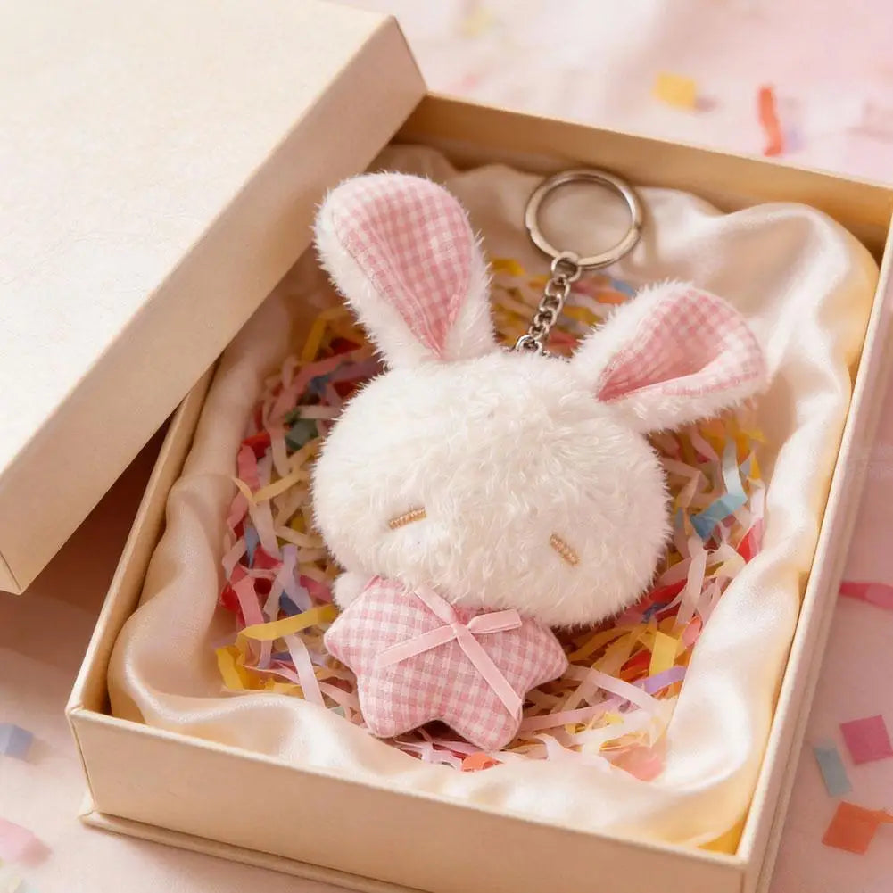 Kawaii Angel Bunny Plush Keychain – Cute Soft Rabbit Toy Gift