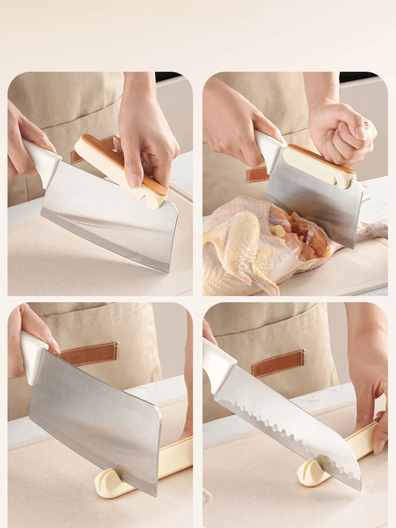 1Pcs Cutter Assistant Tool with Sharpener Extended Clamp for Safe Chopping Cutter Sharpener Hand Guard Kitchen Cutter Peaceful Pleasures Health and Wellness