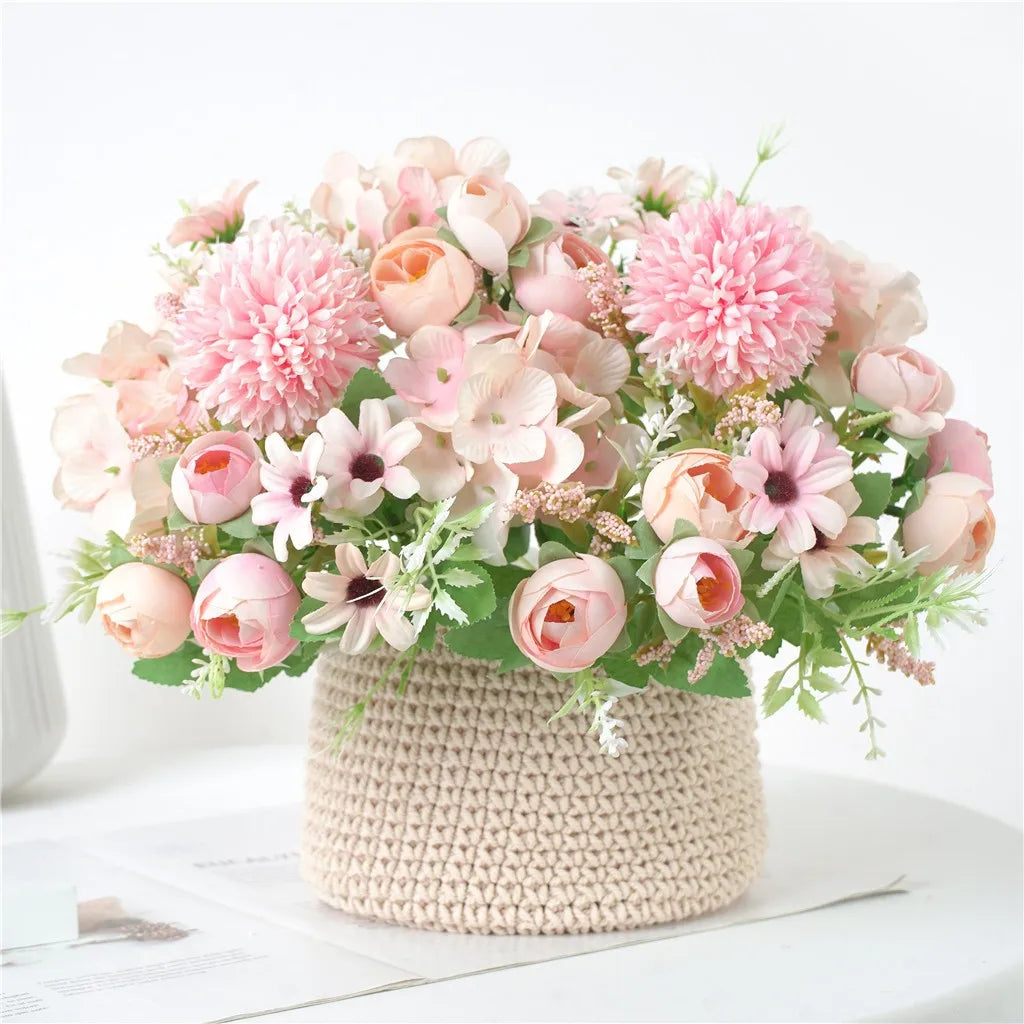 Artificial Silk Hydrangea Peony Bouquet – Wedding & Home Decor