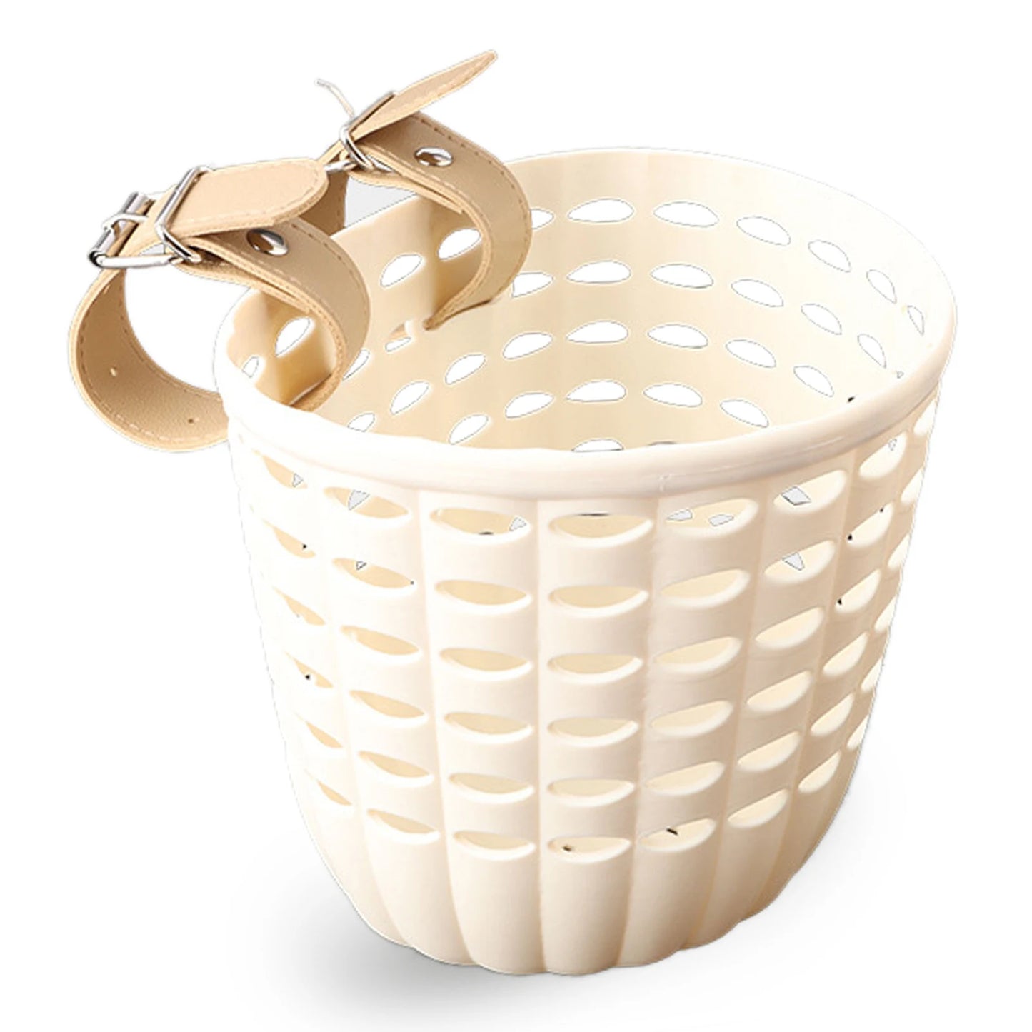Children's Plastic Bike Basket with Installation Buckle Bike Hanging Basket for Kids Holiday Birthday Gift Peaceful Pleasures Health and Wellness WHITE Leather buckle