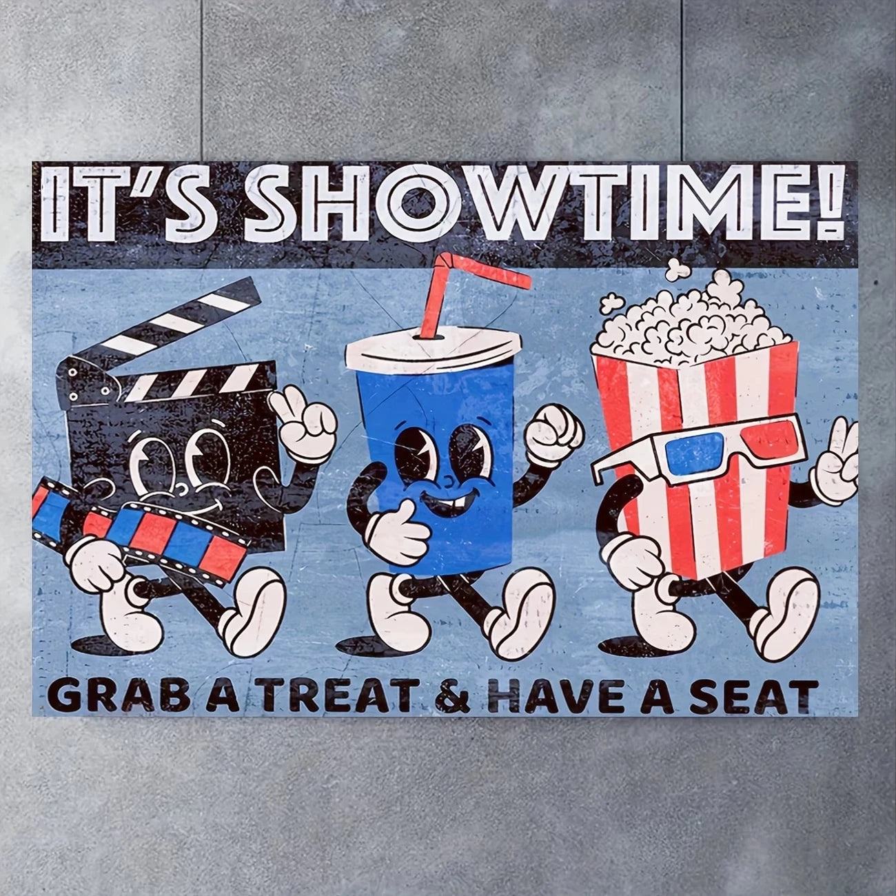 Retro Movie Night Soda & Snacks Canvas Wall Art Poster