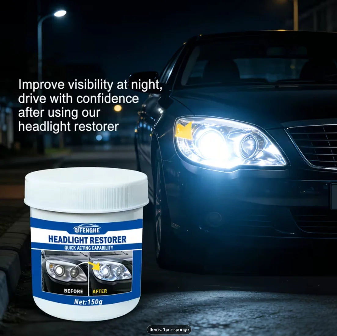 Headlight Restoration Paste – Removes Oxidation, Haze & Yellowing