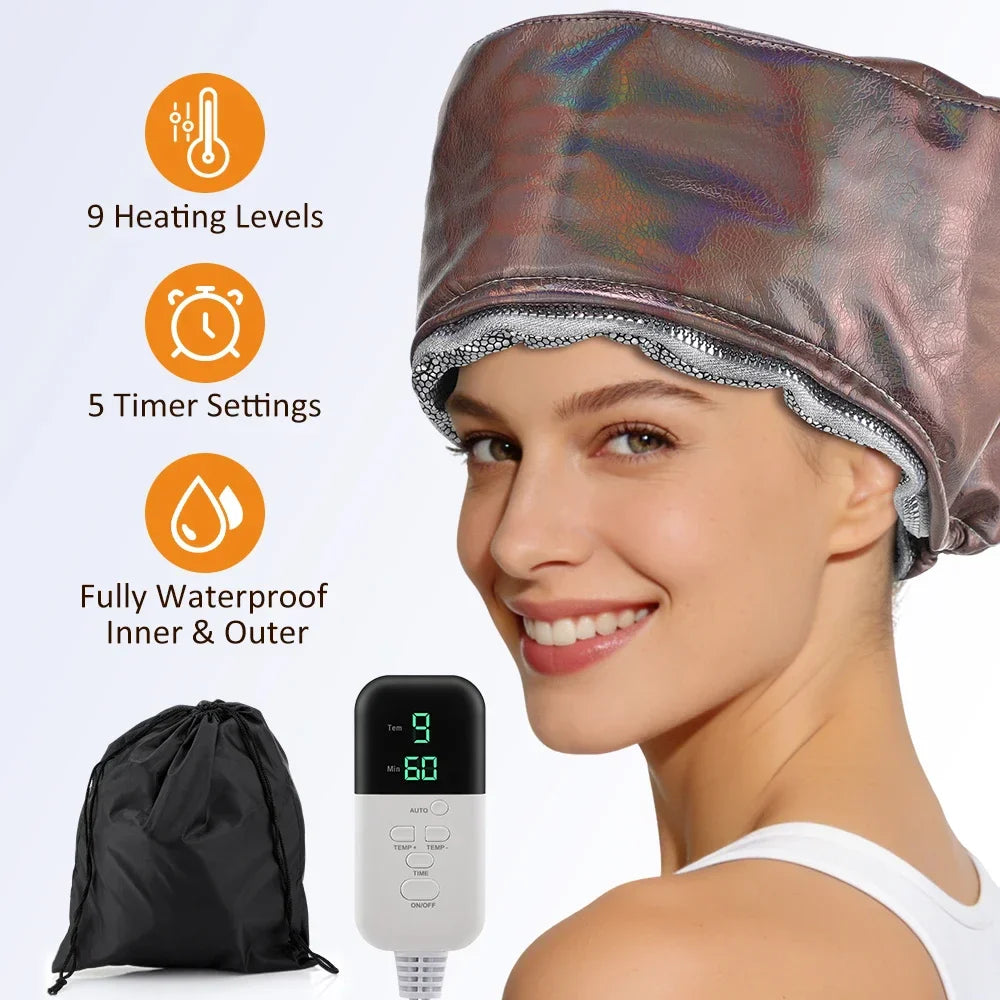 Hailicare Hair Steamer Cap – 9 Temp, 5 Timer, Waterproof
