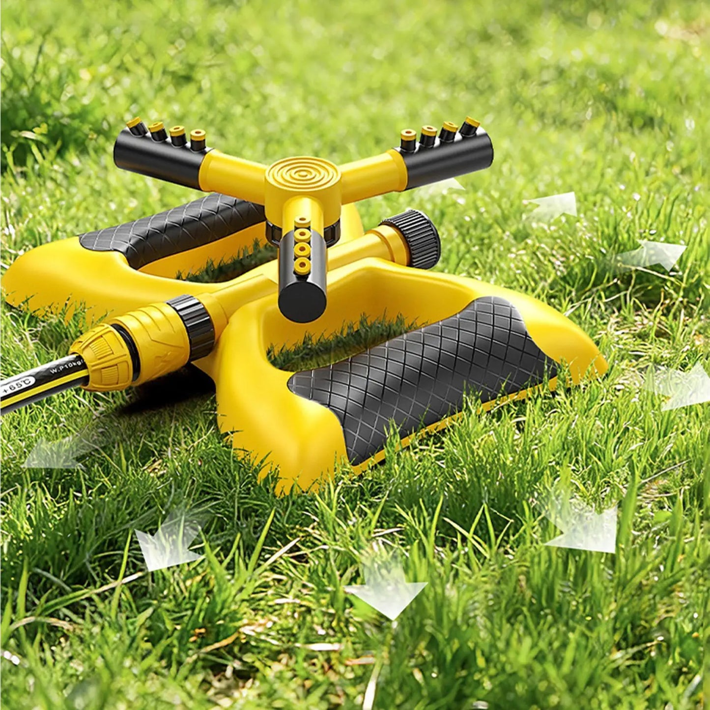 Lawn Sprinkler 3-arm 360 Degree Rotating Adjustable Automatic Tool Garden Hose Sprinkler For Irrigation Backyard Garden Patio Peaceful Pleasures Health and Wellness