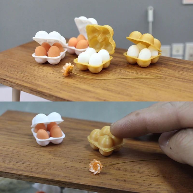 1:12 Dollhouse Miniature Egg Tray with Eggs – Kitchen Decor