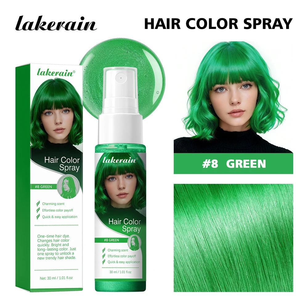 Hair Color Spray 15s Instant Coloring Rich Color Gentle Formula Temporary & Washable Long-Lasting Bright Color Hair Dyeing Spray Peaceful Pleasures Health and Wellness green