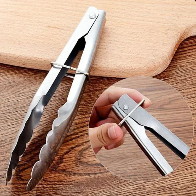 Long Handle Stainless Steel BBQ Tongs | Kitchen Grill Clip
