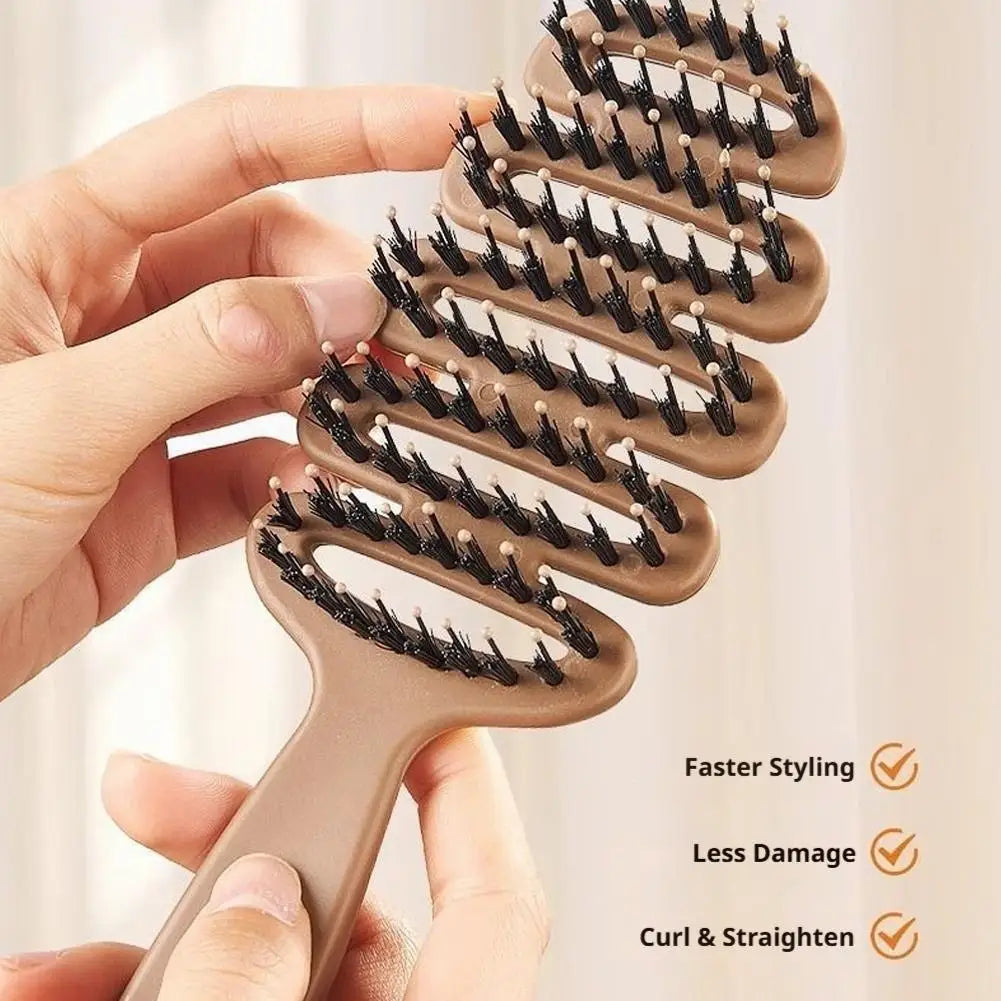 Boar Bristle Paddle Hair Brush – Anti-Static Detangling Brush