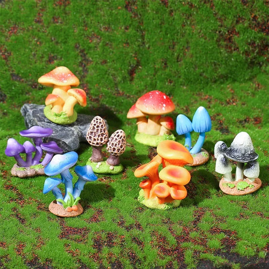 Colorful Mushroom Ornaments Moss Micro Landscape Succulent Pot Peaceful Pleasures Health and Wellness