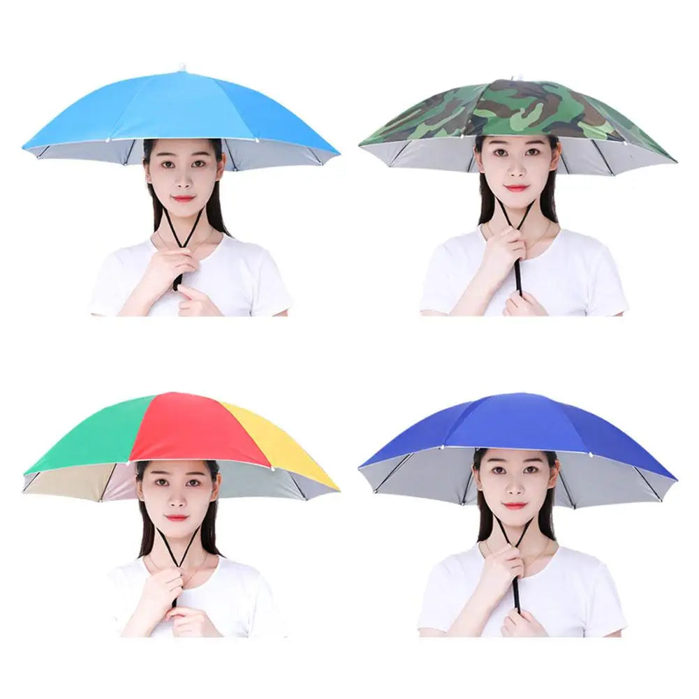 69cm Large Size Umbrella Hat UV Protection Hands Free Headwear Fishing Rainbow Advertising Cap For Outdoor Stall Hiking Outdoors Peaceful Pleasures Health and Wellness