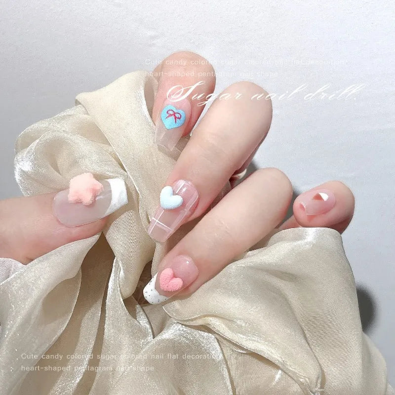 3D Frosted Heart & Star Nail Charms | 30pc Candy Resin Set