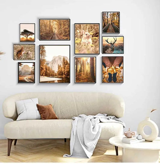 Autumn Landscape Canvas Wall Art | Nature Scenery Animal Print Canvas Wall Art Peaceful Pleasures Health and Wellness
