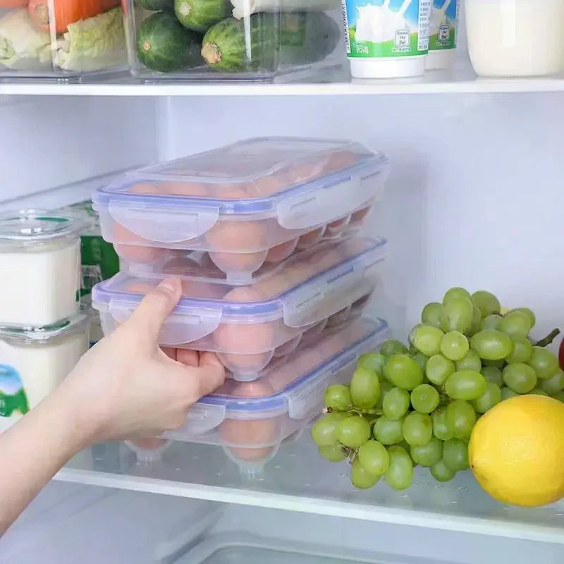 10-Grid Transparent Egg Storage Box & Fridge Organizer Tray