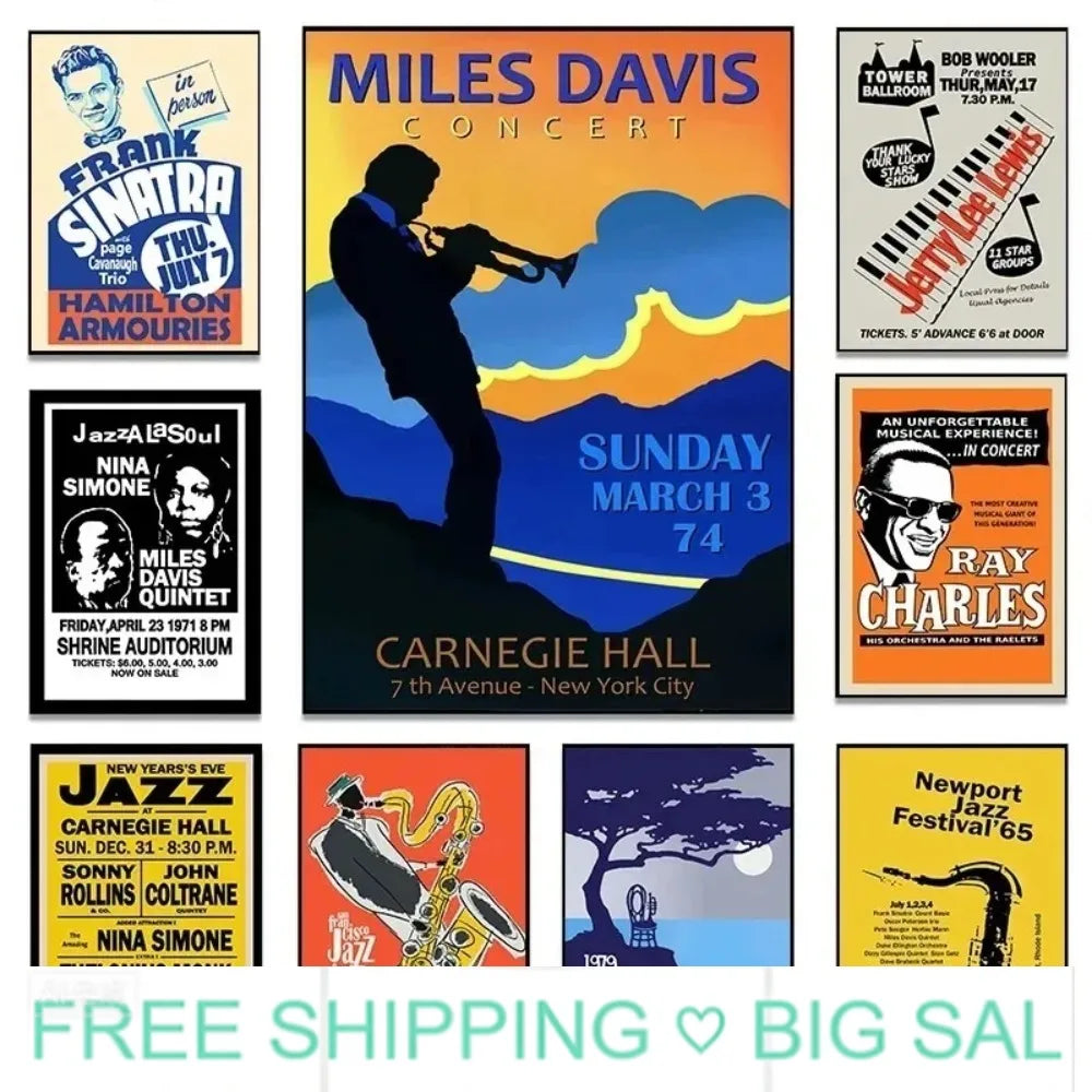 Vintage Jazz Canvas Wall Art | Nina Simone & Coltrane Poster Canvas Wall Art Peaceful Pleasures Health and Wellness