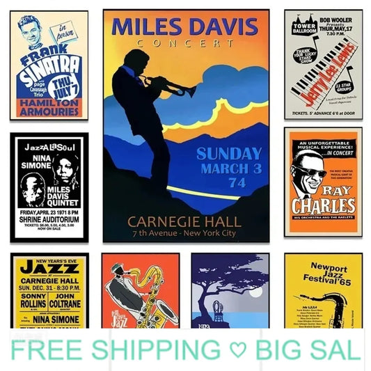 Vintage Jazz Canvas Wall Art | Nina Simone & Coltrane Poster Canvas Wall Art Peaceful Pleasures Health and Wellness